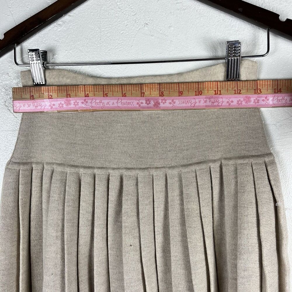 Adrienne Vittadini Vintage Wool Pleated Skirt S Beige Taupe Knit 100% Wool - Picture 3 of 11